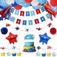 thumbnail image 1 of Finypa Kid-Friendly Airplane Birthday Party Decorations Kits with Banner, Paper Blue, 109 Pieces, 1 of 5