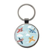 Airplanes Cute Cartoon Metal Round Keychain