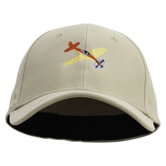 Airplanes Embroidered Stretch Heavy Weight Brushed Cotton Fitted Cap - Khaki L-XL