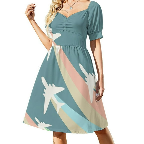 Airplanes Illustration Sleeveless Dress women long dresses elegant women's dresses sale Elegant gowns long sleeve dress