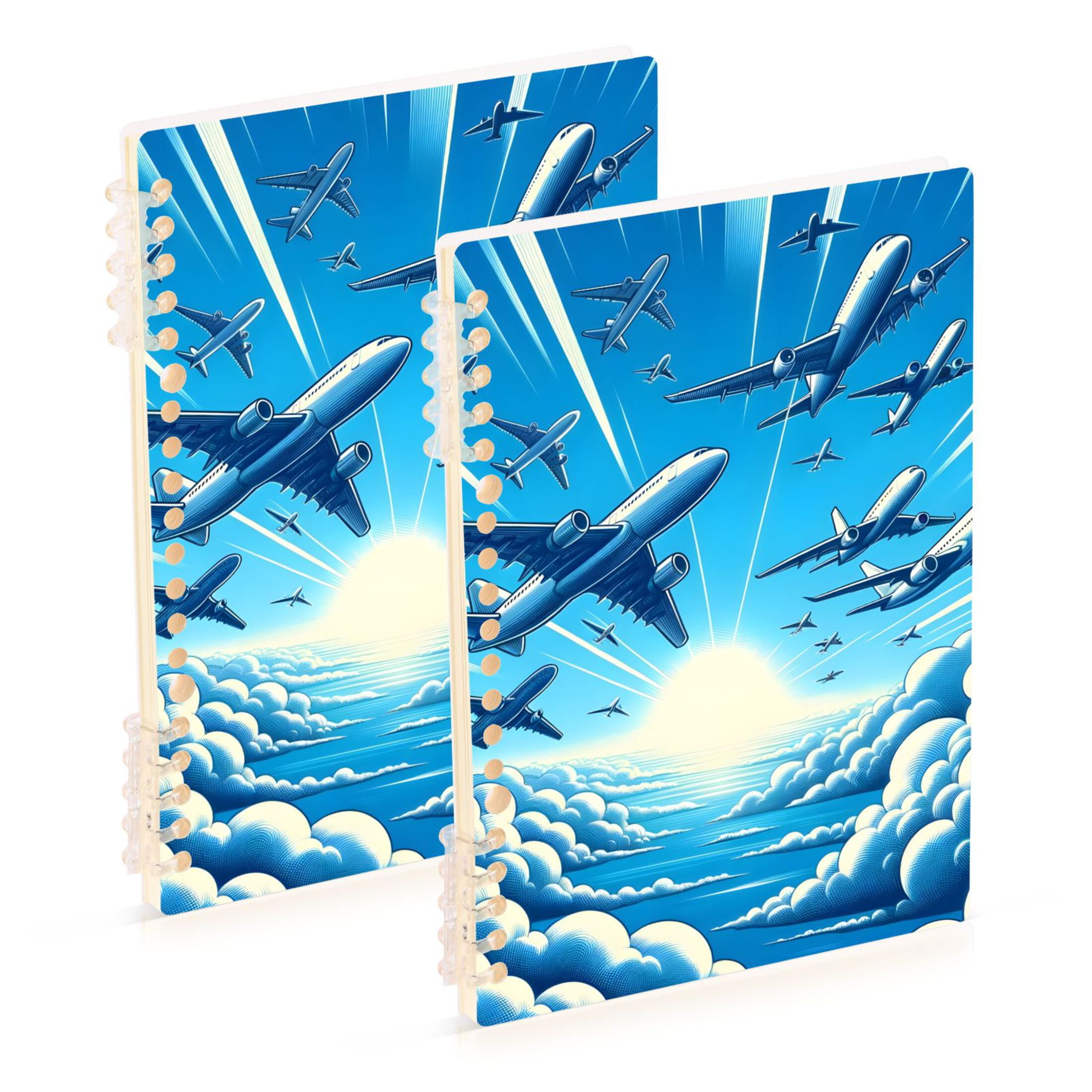 Airplanes in Sky Ring Binder Notebook Journey Note Diary College Ruled ...