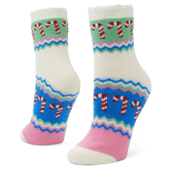 Airplus 2024 Double Layer Crew Sock Candy Cane Fair Isle, Woman's 5-10
