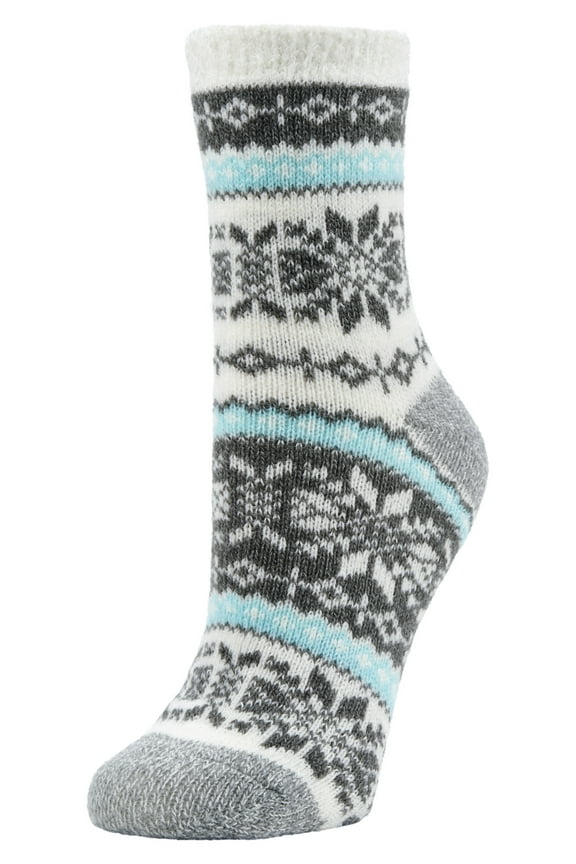 Double Layer Aloe Frozen Snowflakes Crew Socks, Women's 5-10, 1 pair