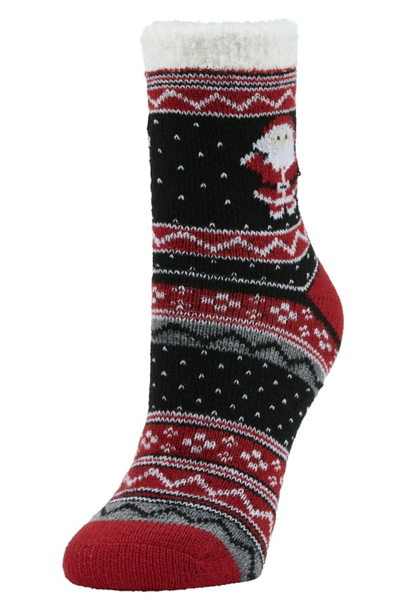 Double Layer Aloe Red Santa Crew Socks, Women's 5-10, 1 pair