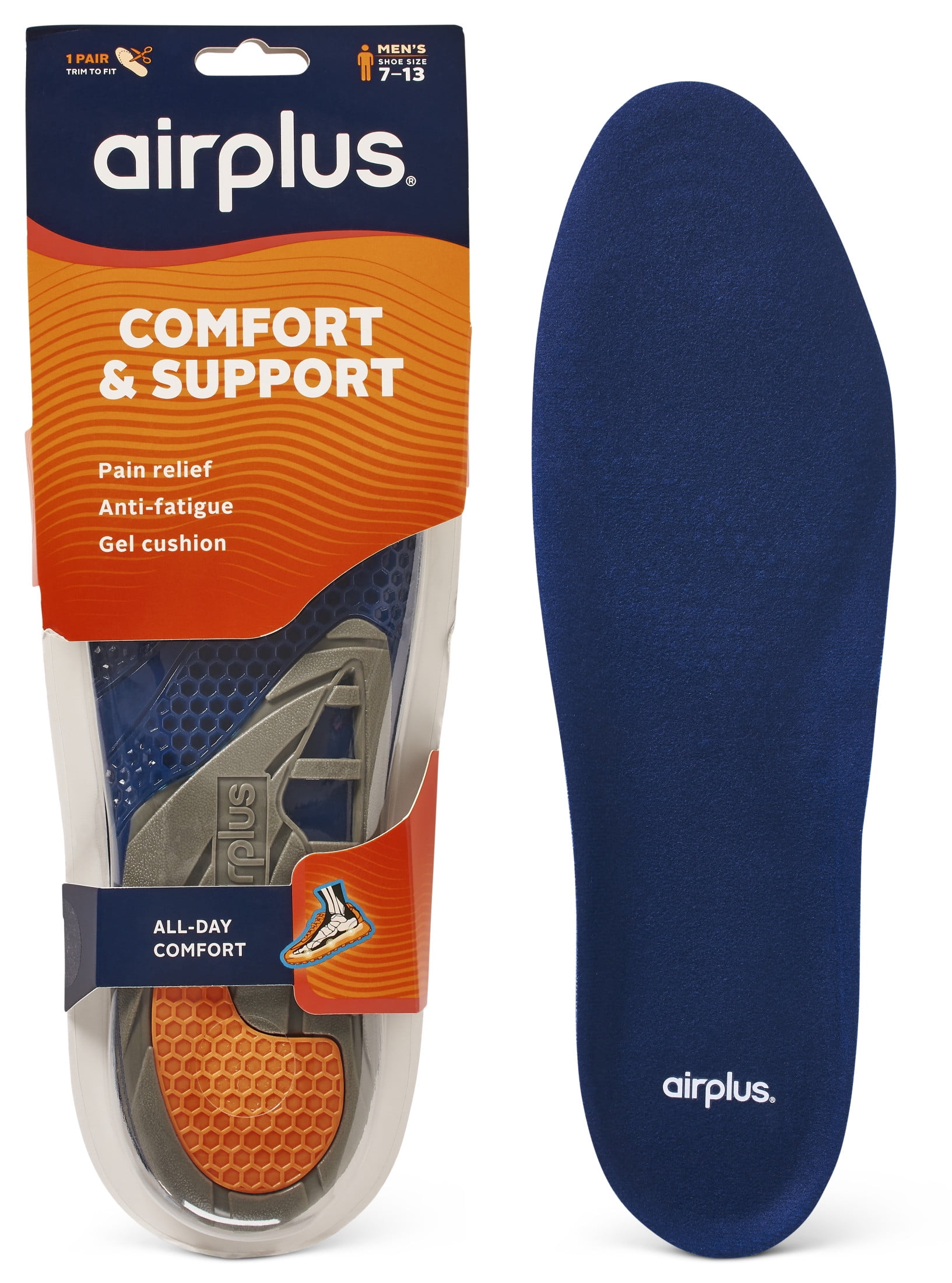 Airplus Comfort & Support Gel Insole for Men, 1 Pair, Size 7-13