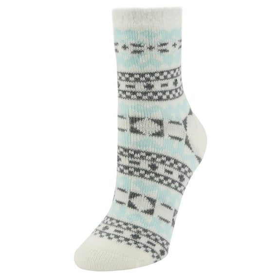 Airplus Dual Layer Crew Socks, White Mini Snowflake, Women's Medium 5-10