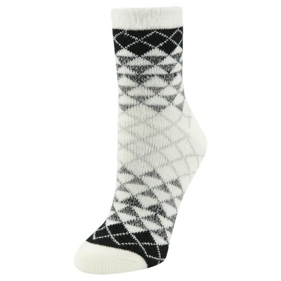 Airplus Dual Layer Holiday Crew Sock Diamond Ombre Black/White Pattern, Women's Medium, Fits Size 5-10, 1 Pair