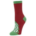 thumbnail image 1 of Airplus Holiday Aloe Infused Crew Socks, Ho Ho Ho Red Tree, Women's Medium, Size 5-10, 1 of 3