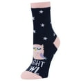 thumbnail image 1 of Airplus Holiday Aloe Infused Spa Crew Socks, Blue Night Owl, Women's  5-10, 1 of 3