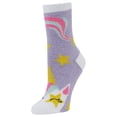 thumbnail image 1 of Airplus Holiday Aloe Infused Spa Crew Socks, Purple Unicorns, Women's Medium 5-10, 1 of 3