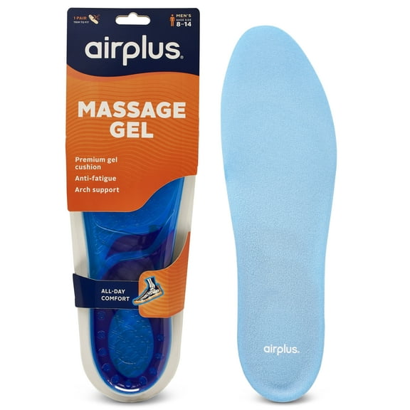 Airplus Massage Gel Insoles for Men, 1 Pair, Size 8-14