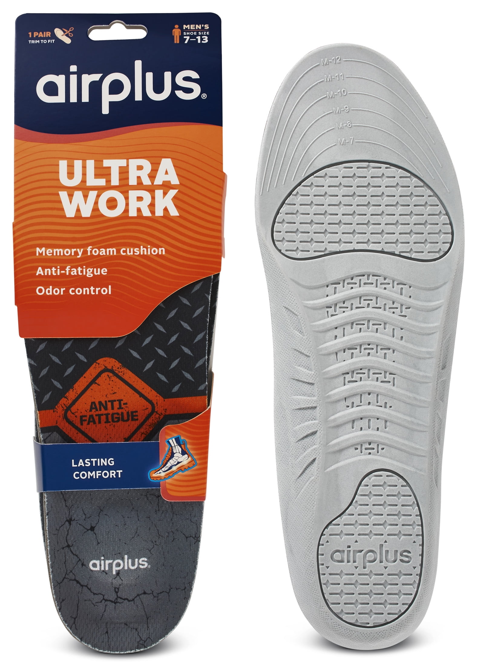 Airplus Ultra Work Memory Foam Insoles for Men, 1 Pair, Size 7-13