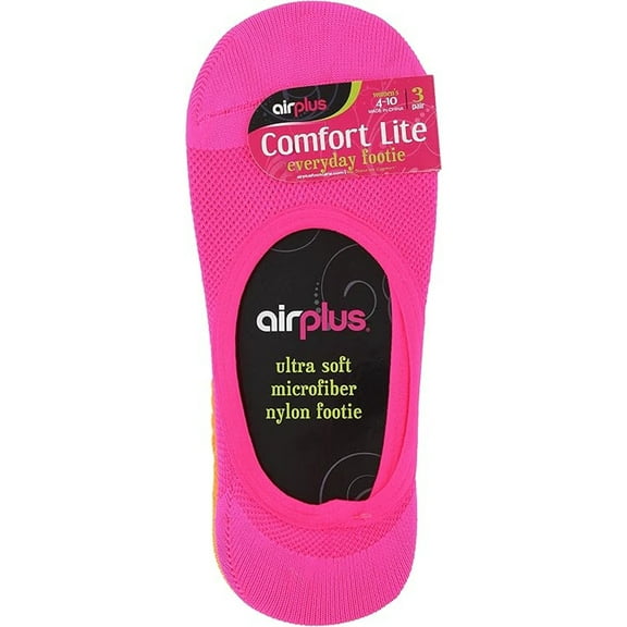 Airplus Comfort Lite Footie Socks, Women's 4-10, Multicolors, 3 Pairs