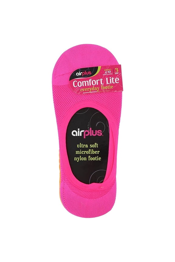 Airplus Comfort Lite Footie Socks, Women's 4-10, Multicolors, 3 Pairs