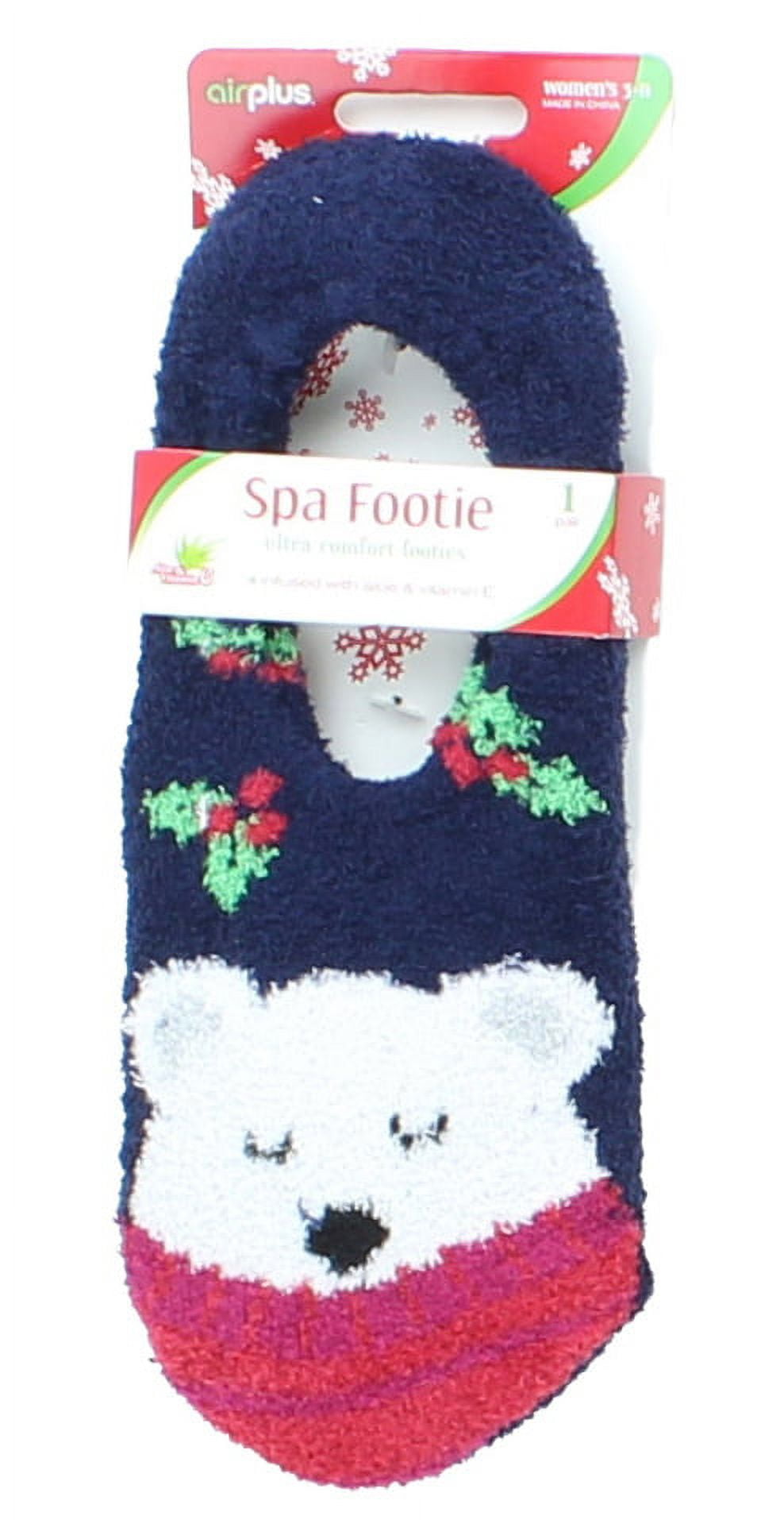 Airplus Womens Aloe Infused Spa Footie Slipper Socks (Polar Bear