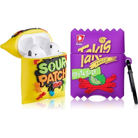 for Airpod 1/2 Case Soft Silicone 2 Packs, Cute 3D Cartoon Kawaii Food Fun Funny Design Unique Shell Air pods Cover for Girls Women Boys Teen Cases for AirPods 1/2(Taki+Candy Kids)