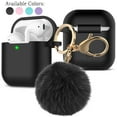 thumbnail image 1 of Airpod Case Cover for Apple Airpods 2&1 Charging Case, Takfox Cute Silicone Protective Accessories/Keychain/Pompom for Girls and Women, Black, 1 of 10