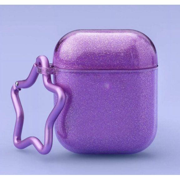 Airpod Hardshell Case - More Than Magic-glitter Purple with a Star shaped carabiner