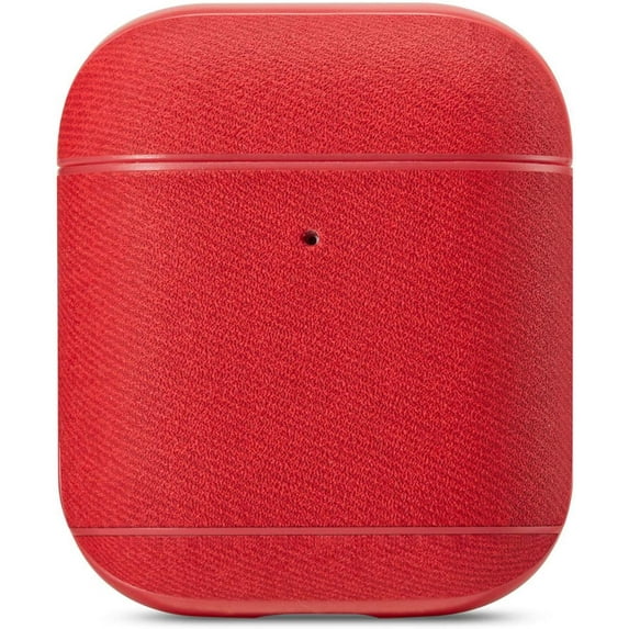 Airpods 1 & 2 Case Cover Premium PU Leather Full-Body Protective Case Cover Compatible with Apple Airpods Front LED Visible - Classic (Red)