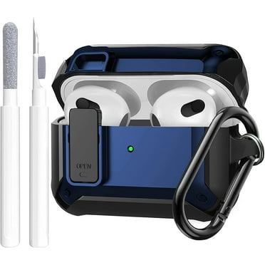 Airpods 3rd Generation Case with Lock & Cleaning Kit, OTOPO Rugged Shockproof Airpod 3 Protective Cover Men Women for Apple Airpod 3rd Gen Case 2021, Black/Blue