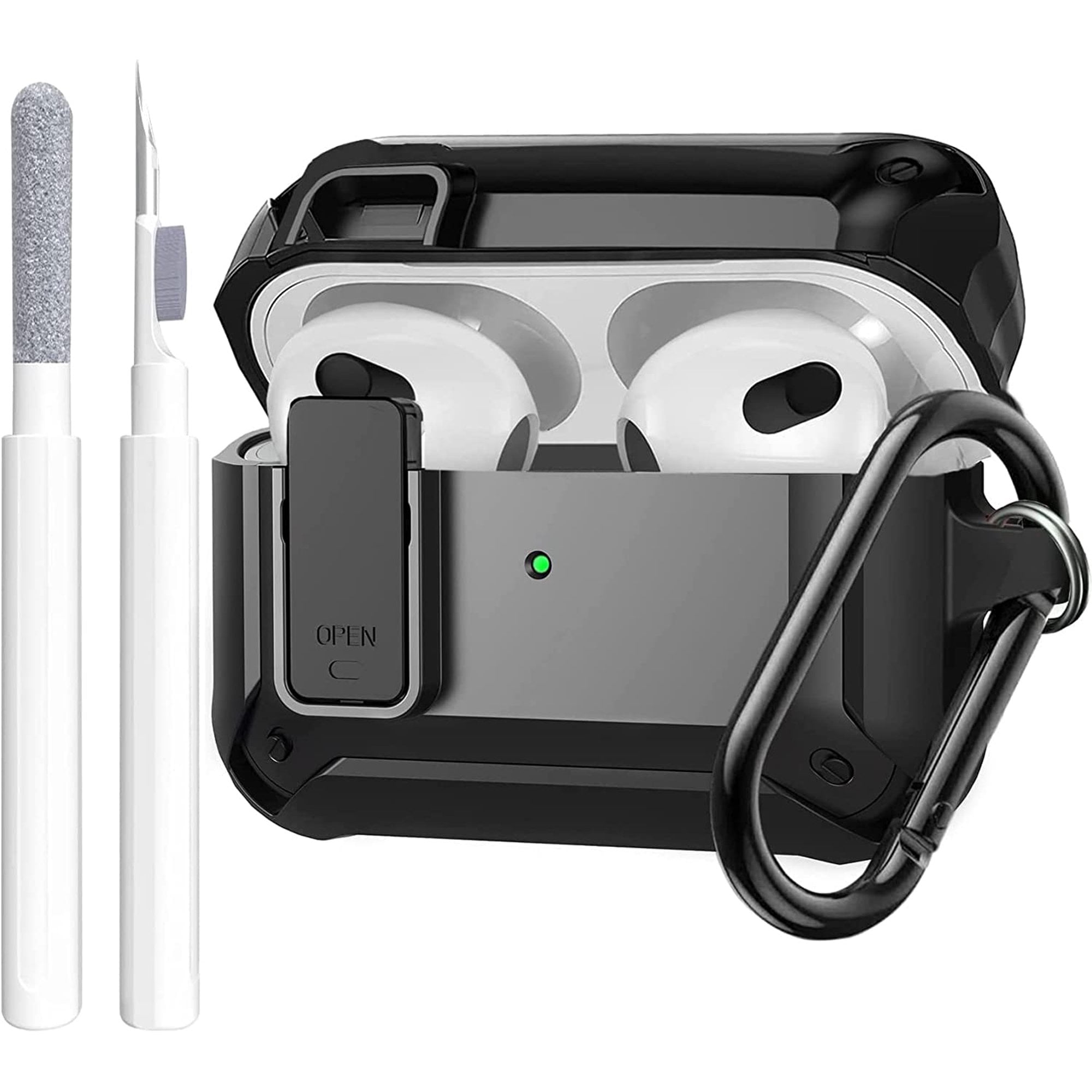 Airpods 3rd Generation Case with Lock & Cleaning Kit, OTOPO Rugged  Shockproof Airpod 3 Protective Cover Men Women for Apple Airpod 3rd Gen  Case 2021,