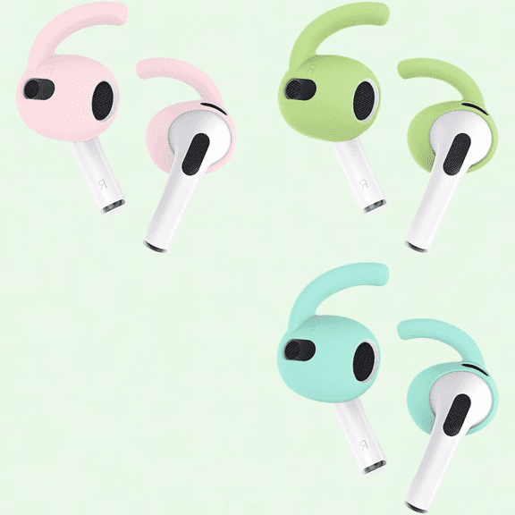 Airpods 3rd Generation Ear Hooks, Anti Slip Wings and Covers (4 Pairs/Green/Pink/Blue/White)