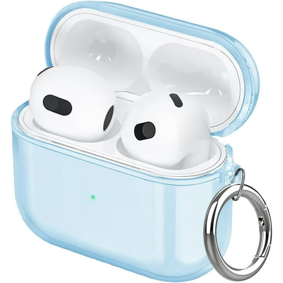Airpods 4 Case - Clear, Protective, Transparent TPU Case with Keychain - Blue