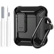 OTOPO Airpods Case Cover with Lock & Cleaning Kit, Rugged Shockproof Airpod 2nd/1st Generation Protective Cases Cover Men Women for Apple iPod 2nd/1st Gen Case, Black