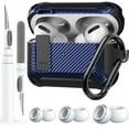 thumbnail image 1 of Airpods Pro 2/Pro Case Lock with Cleaner kit&Replacement Ear Tips(S/M/L), Rugged AirPod Pro 2nd/1st Generation Protective Cover for iPod Pro Gen 2023/2022/2019 with Keychain, Black/Blue, 1 of 7
