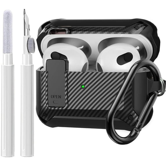 Airpods Pro 2nd/1st Generation Case Lock with Cleaning Kit, OTOPO Protective Cover for Airpod Pro 2 Gen Case Women, Shockproof Rugged Shell for Air Pods Pro Case 2023/2022/2019, Black