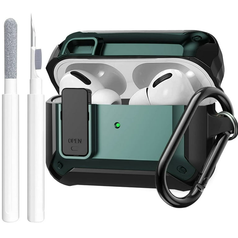 OTOPO Airpods Pro 2nd 1st Gen Case with Lock Cleaning Kit Shockproof Rugged Shell Black Green Walmart