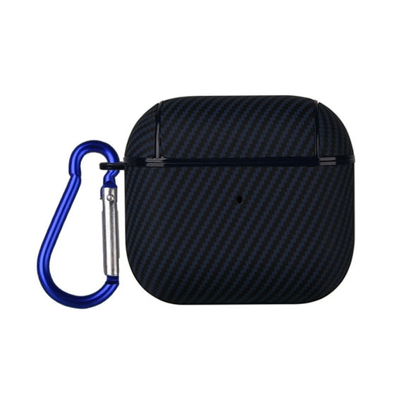 For Airpods Pro 2nd Gen Case with Keychain, PU Leather Carbon Fiber Texture Anti-Scratch Dustproof Bumper Shockproof Lightweight Portable Case Cover for Apple AirPods Pro 2nd Gen 2022,Blue