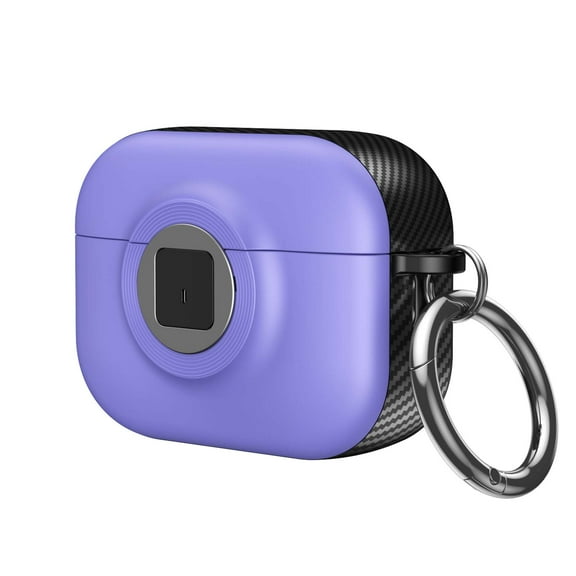 for AirPods 3rd Generation (2021) Protective Case Automatic Pop-up with Safety Locking Clip, Full Body Shockproof Hard Case with Keychain for AirPods 3rd Generation (2021), Purple