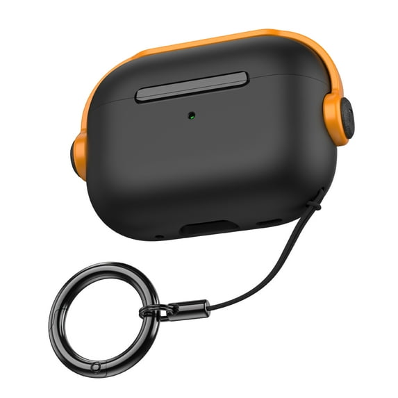 for Airpods Pro 2nd Generation Case Earphone Protective Case Pro 1st Cover with Secure Lock Compatible with for Apple Airpods 3 2022 (Black and Orange,For Airpods Pro)