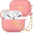 thumbnail image 1 of for Airpods Pro Case Cute for Women Girls Girly Aesthetic Pink Heart Cases with Keychain Buckle for Airpod Pro Pretty Lovely Soft Silicone Cover Stylish Unique Design Covers for Air Pods Pro, 1 of 1