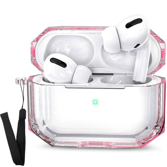Airpods Pro Case Full Protective Multi Color Dustproof Enhanced Impact Absorbent TPU Compatible with Apple AirPod Pro for Women and Men with Carabiner Clip - Clear Pro (Pink)