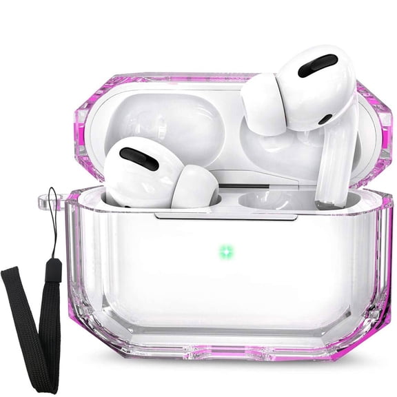 Airpods Pro Case Full Protective Multi Color Dustproof Enhanced Impact Absorbent TPU Compatible with Apple AirPod Pro for Women and Men with Carabiner Clip - Clear Pro (Purple)