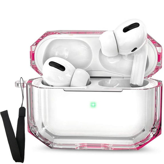 Airpods Pro Case Full Protective Multi Color Dustproof Enhanced Impact Absorbent TPU Compatible with Apple AirPod Pro for Women and Men with Carabiner Clip - Clear Pro (Rose)
