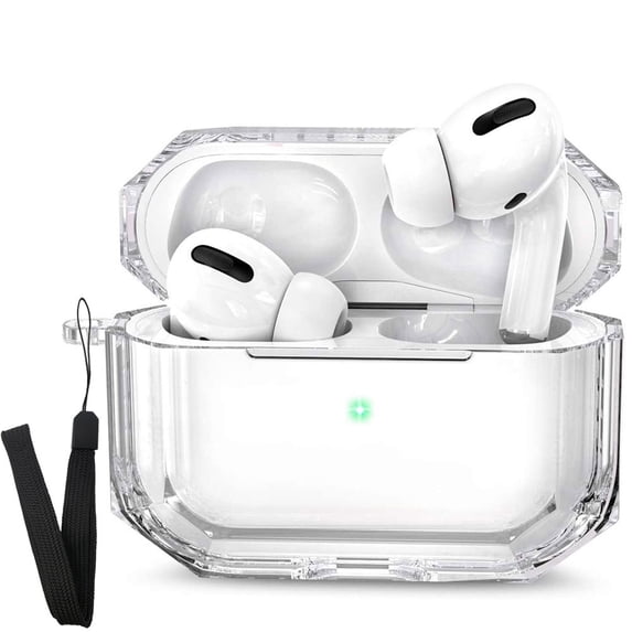 Airpods Pro Case Full Protective Multi Color Dustproof Enhanced Impact Absorbent TPU Compatible with Apple AirPod Pro for Women and Men with Carabiner Clip - Clear Pro (White)