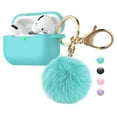 thumbnail image 1 of For Airpods Pro Silicone Case, Airpods Pro Case With Fur Ball, Njjex Cute AirPods Silicon Case with Airpods Pro Accessories Gold Keychain/Skin/Pompom (Front LED Visible) -Green, 1 of 7