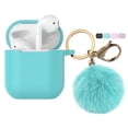 thumbnail image 1 of Airpods Silicone Case fur Ball for Airpods 2nd, Tekcoo Protective Portable Silicone Cover Skin for Airpods 2 [Front LED Visible] Accessories w/ Golden Keychain - Turquoise, 1 of 7