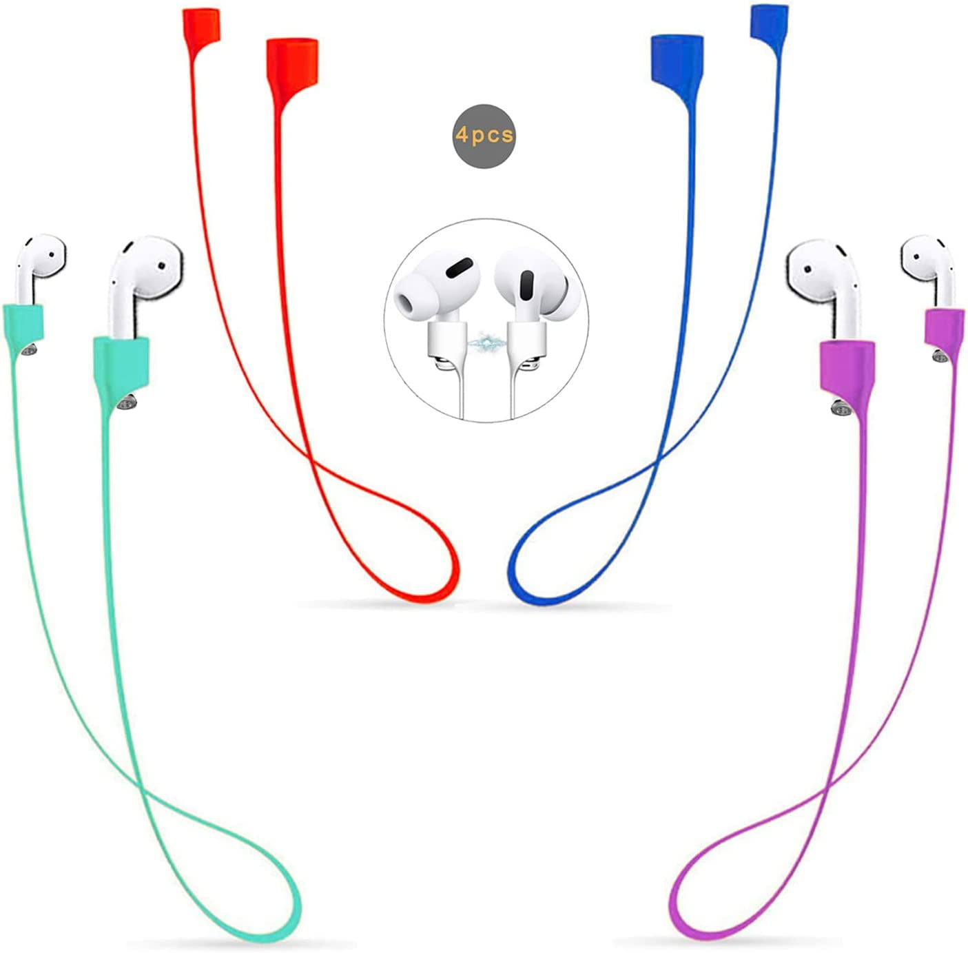 Airpods Strap Magnetic Cord Anti-Lost Leash Sports String, 4 PCS ...