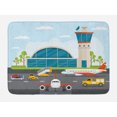 thumbnail image 1 of Airport Bath Mat, Cartoon Design Infographic with Airfield Elements Aerodrome Tower Planes and Cars, Plush Bathroom Decor Mat with Non Slip Backing, 29.5" X 17.5", Multicolor, by Ambesonne, 1 of 2
