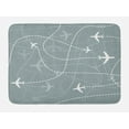 thumbnail image 1 of Airport Bath Mat, Repetitive Pattern of Simple Airplane Traces Scheme in Monochromatic Design, Plush Bathroom Decor Mat with Non Slip Backing, 29.5" X 17.5", Grey Teal White, by Ambesonne, 1 of 2