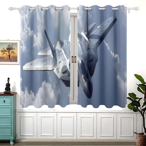 Airport Clouds 5455 Inch Black Out Curtains 2 Packs Aesthetic for Bedroom Living Room Sliding Glass Doors Kitchen Windows