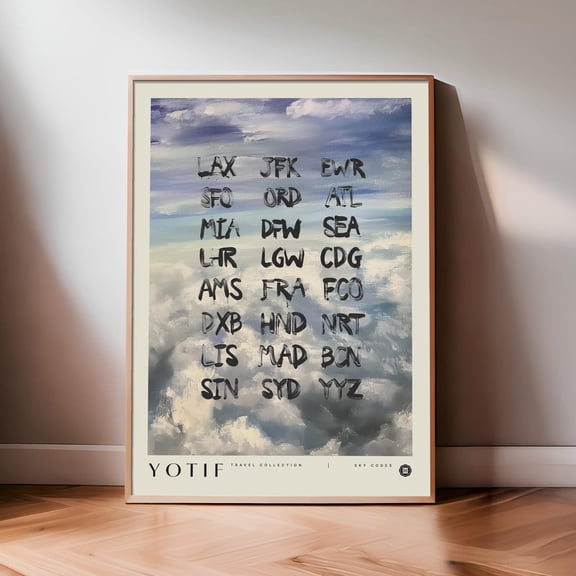 Airport Code Print Travel Poster Aviation Wall Art