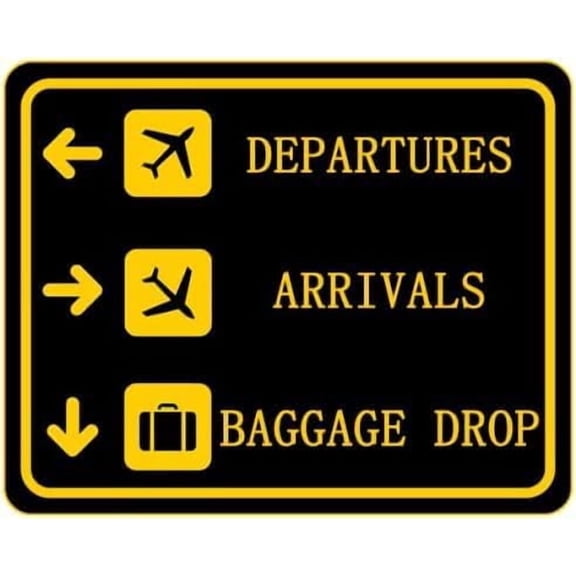 Airport Directional Sign – 12x18 Inch RustFree Aluminum,Reflective & Weatherproof,Departures Arrivals Baggage Drop Guidance for Public Spaces or Businesses