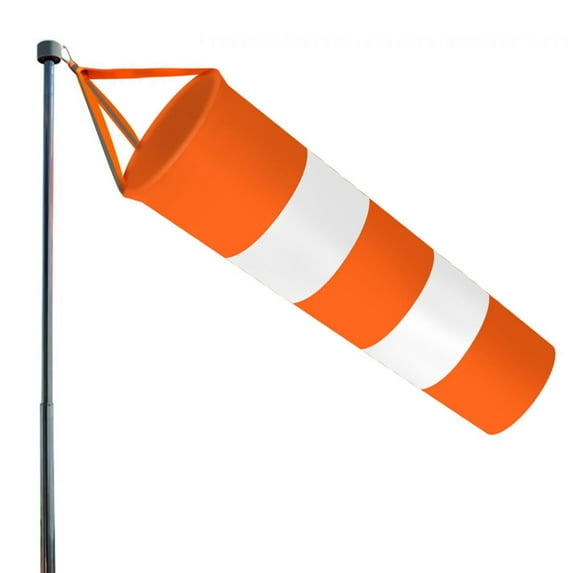 Airport Fluorescent Windsock, Nylon Airport Windsock Rip Stop Waterproof Outdoor Wind Measurement Sock Bag with Reflective Belt Wind Vane Weather Bag (Orange White)