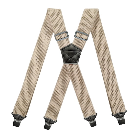 RYZNBY Airport Friendly 1.5 inches Wide X Back Style Elastic Suspenders with Plastic Clips For Men