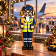 Airport Ground Crew Nutcracker Wooden Block 3 Layer Christmas Tabletop ...